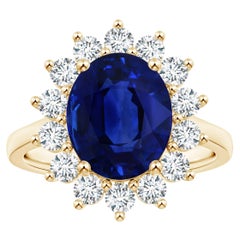 ANGARA Princess Diana Inspired GIA Certified Sapphire Halo Ring in Yellow Gold
