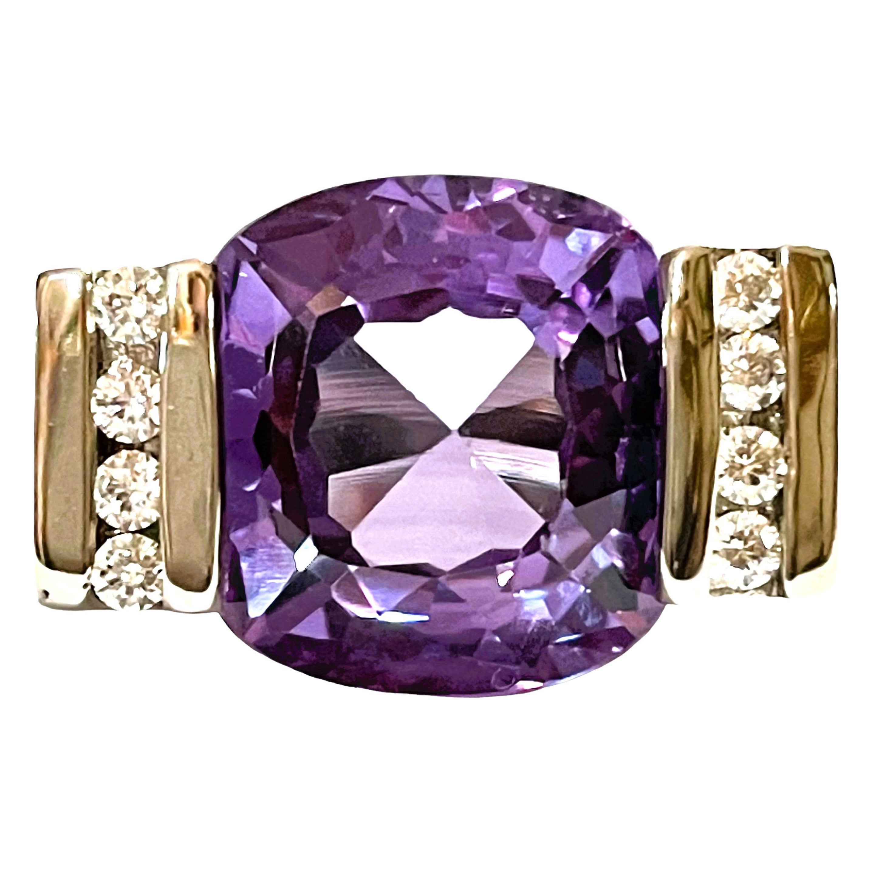 Amethyst Engagement Ring 925 Sterling Silver Purple Crystal