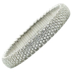 Crivelli Diamond Pave Stretch Bracelet 10.7 Carats 18k White Gold
