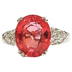 New African IF Pink Padparadscha & White Sapphire Sterling Ring