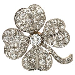 Vintage Tiffany & Co. Estate Diamond Four Leaf Clover Pendant & Brooch Platinum