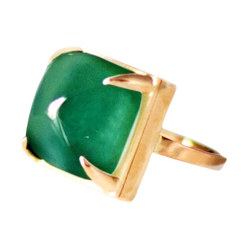 Eighteen Karat Rose Gold Ring with Sugarloaf Emerald For Sale