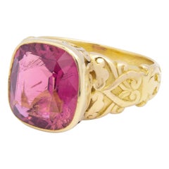 Art Nouveau, 18 Karat Yellow Gold 'Rubellite Tourmaline' Ring by Tiffany & Co.