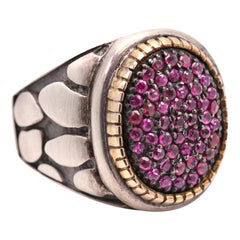 Natural Ruby Cluster Ring Silver and 18k Gold Cluster Design Natural Ruby
