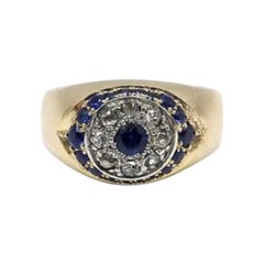 Antique 14K Victorian Era Signature Evil Eye Ring with Diamonds & Sapphires