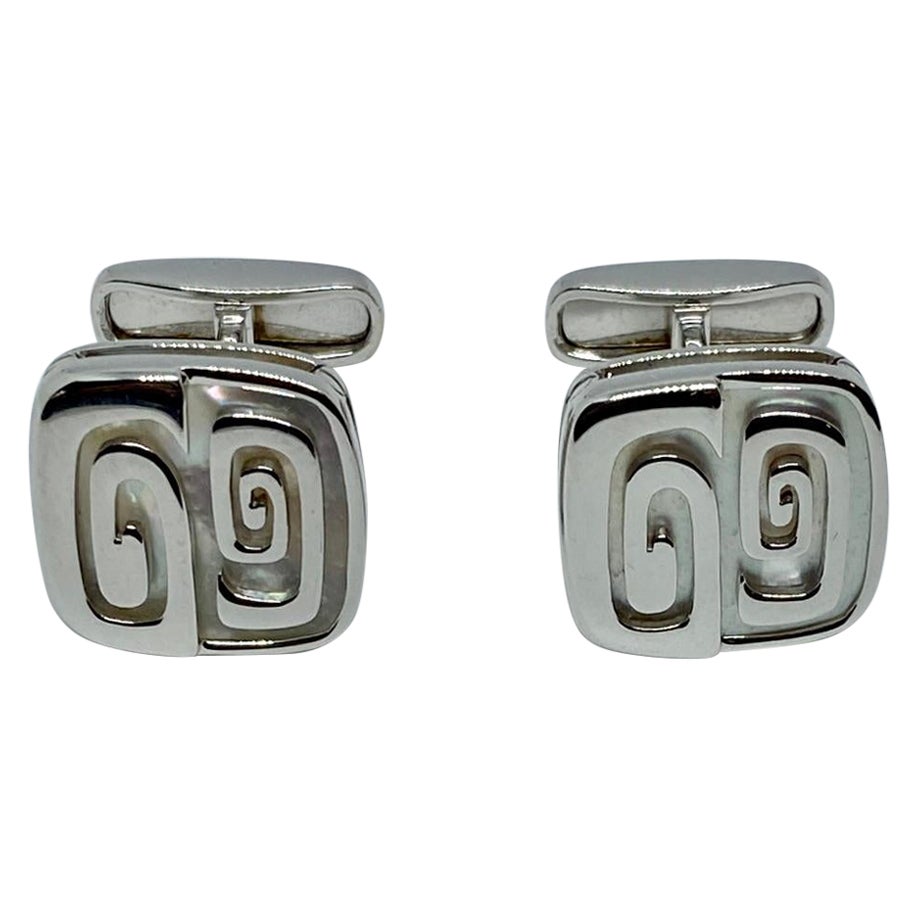 Bvlgari Abstract Cufflinks in White Gold with Mother-of-pearl For Sale
