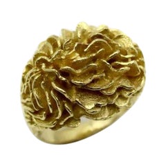18K Gold Coral Shaped Mid-Century Modern Bombe Ring
