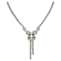 White & Champagne Diamond Necklace 18K Gold 3.84 TDW