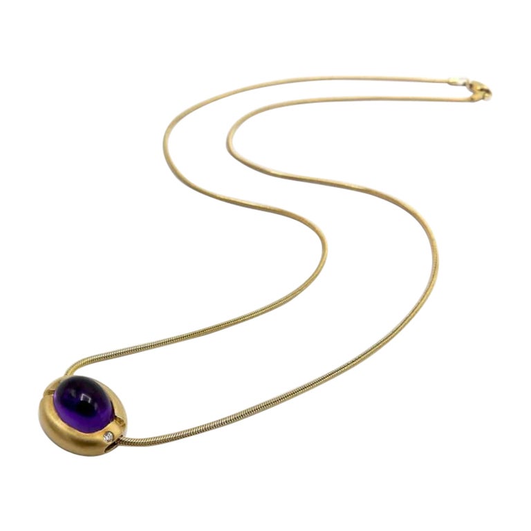 Collier En Or 18 Carats Avec Améthyste - 14,93 G, Bijou Occasion élégant