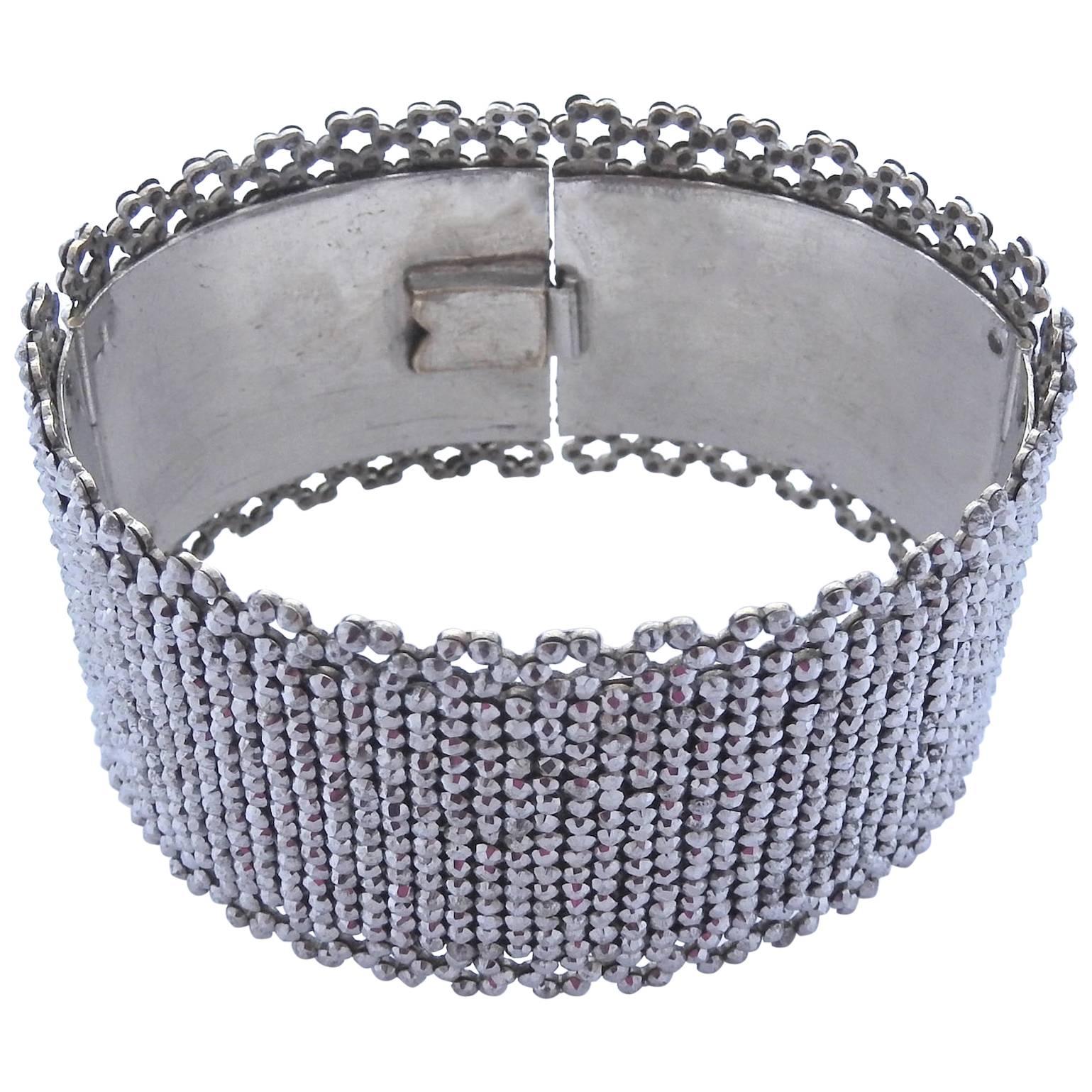 Antique Cut Steel Cuff Bracelet For Sale