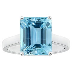 ANGARA GIA Certified Emerald-Cut 4.71ct Aquamarine Ring in 14K White Gold 