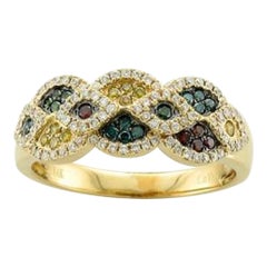 Großer Sale-Ring mit grünen Kiwiberry-Diamanten und ausgefallenen Diamanten