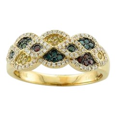 Anello Grand Sample Sale con diamanti verdi di Kiwiberry, diamanti Fancy