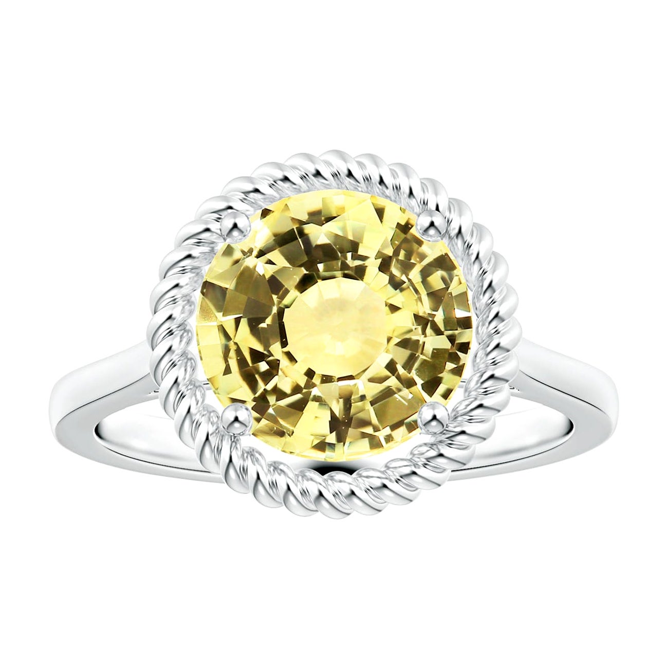 For Sale:  ANGARA GIA Certified Natural Yellow Sapphire Halo Ring in White Gold with
