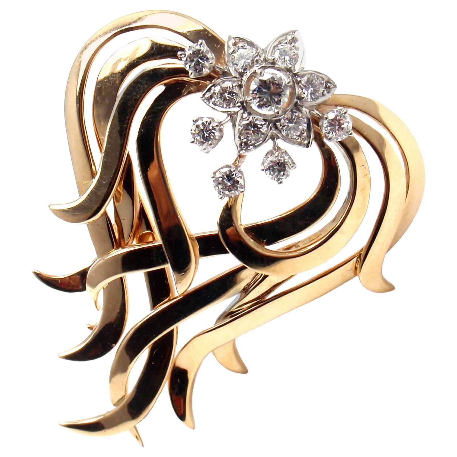 Tiffany and Co. Diamond Gold Platinum Pin Brooch at 1stDibs