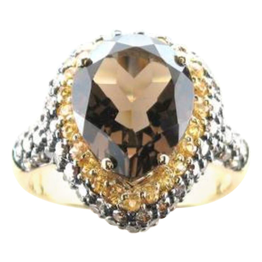Grand Sample Sale Ring Featuring Chocolate Quartz, Yellow Sapphire Chocolate For Sale
