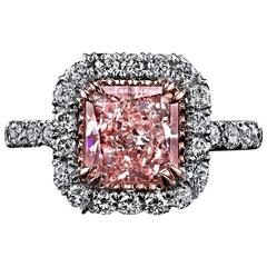 2.42 Natural Fancy Light Pink Diamond Gold Platinum Ring