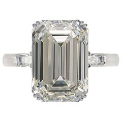 GIA Certified 5 Carat Emerald Cut Diamond Platinum Ring 