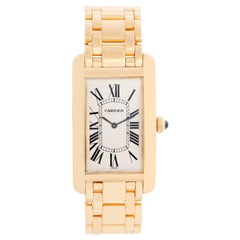 Vintage Cartier Tank Americaine 'or American' Large Men's Gold Watch 1735