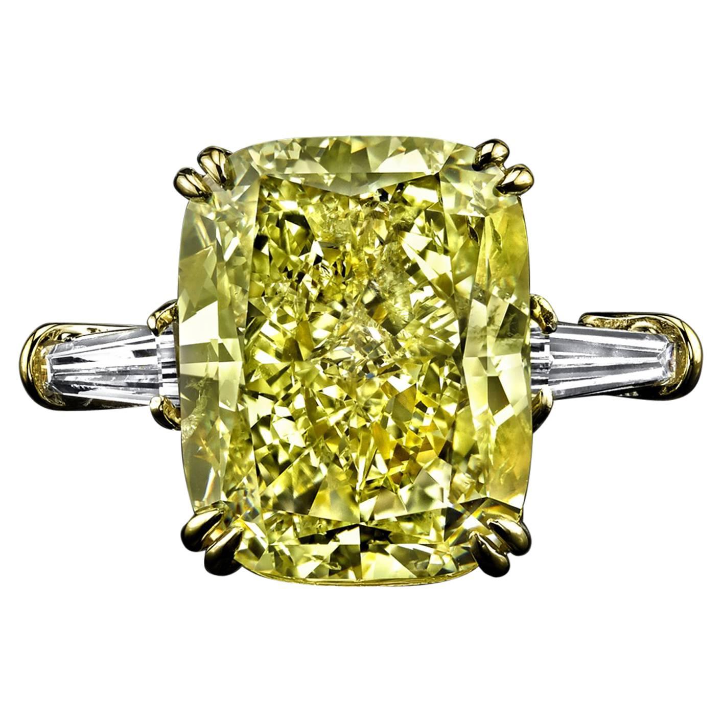17.49 Carat GIA Cert Fancy Light Yellow Diamond Gold Platinum Modified Ring For Sale
