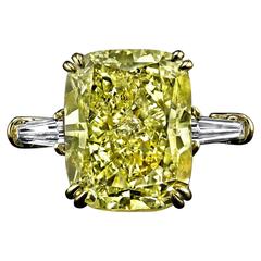 17.49 Carat GIA Cert Fancy Light Yellow Diamond Gold Platinum Modified Ring