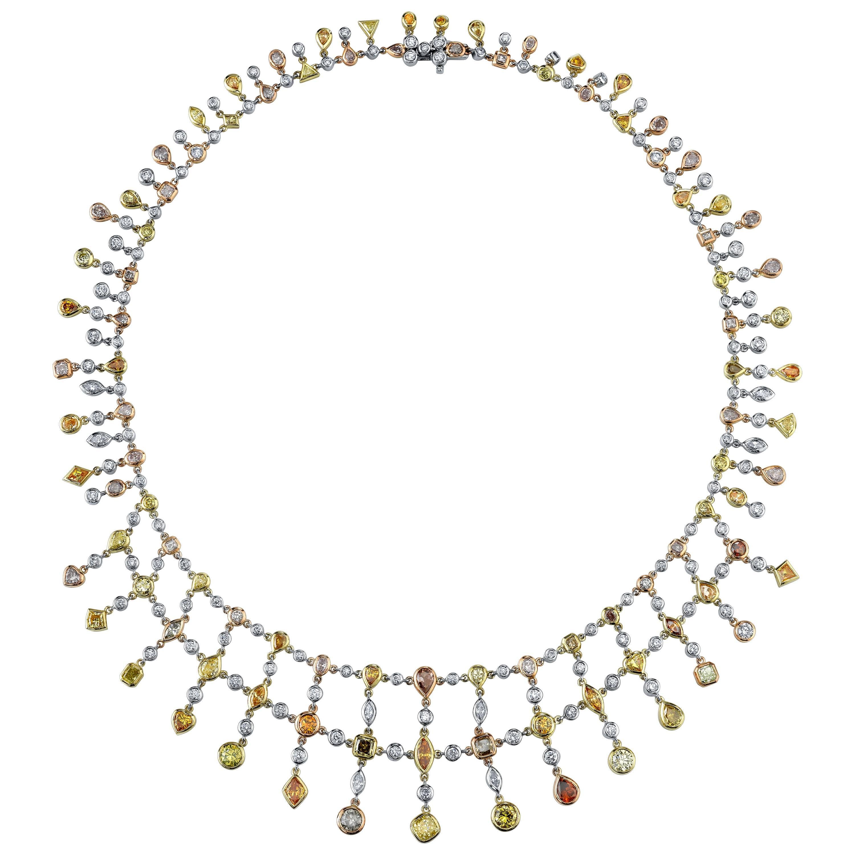 A Queen's Necklace Multicolor Natural Fancy Colored Diamond Gold