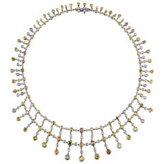 A Queen's Necklace - Multicolor Natural Fancy Colored Diamond Gold Necklace