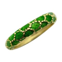 Vintage 18K Gold Tiffany & Co. Green Enamel Ring