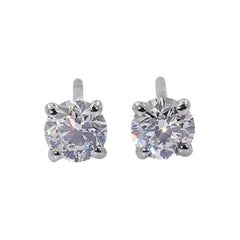 Stunning 18k White Gold Stud Earrings with 0.80 Ct Natural Diamonds GIA Cert