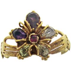 Antique Multi-Stone Gold Pansy Ring 7