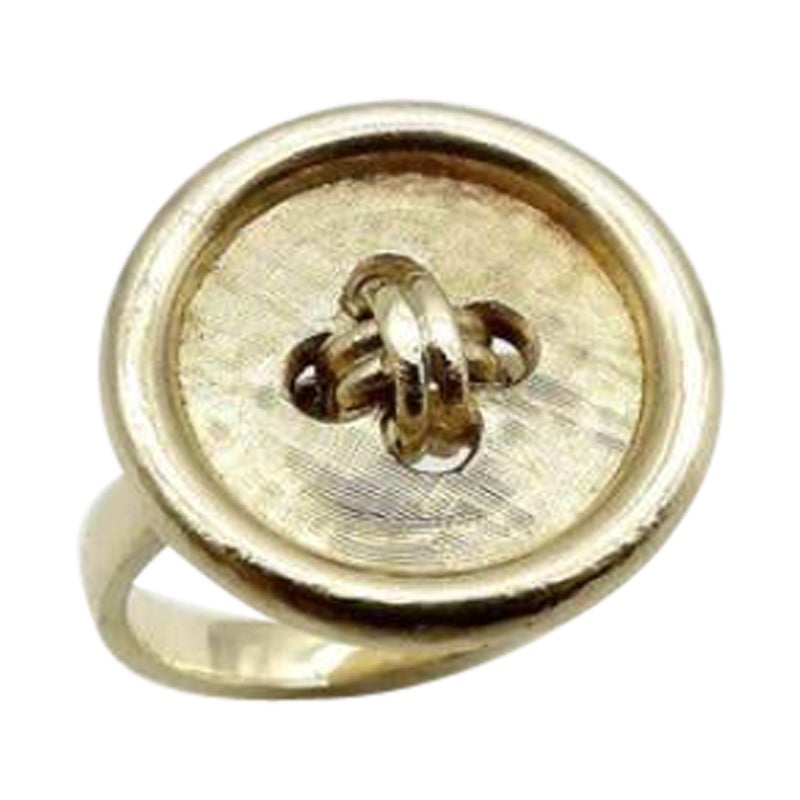 14K Gold Button Ring For Sale