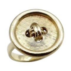 14K Gold Button Ring