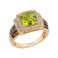 Grand Sample Sale Ring Featuring Green Apple Peridot Chocolate Diamonds