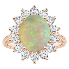 ANGARA GIA Certified Princess Diana Inspired Opal Halo Ring in Rose Gold 