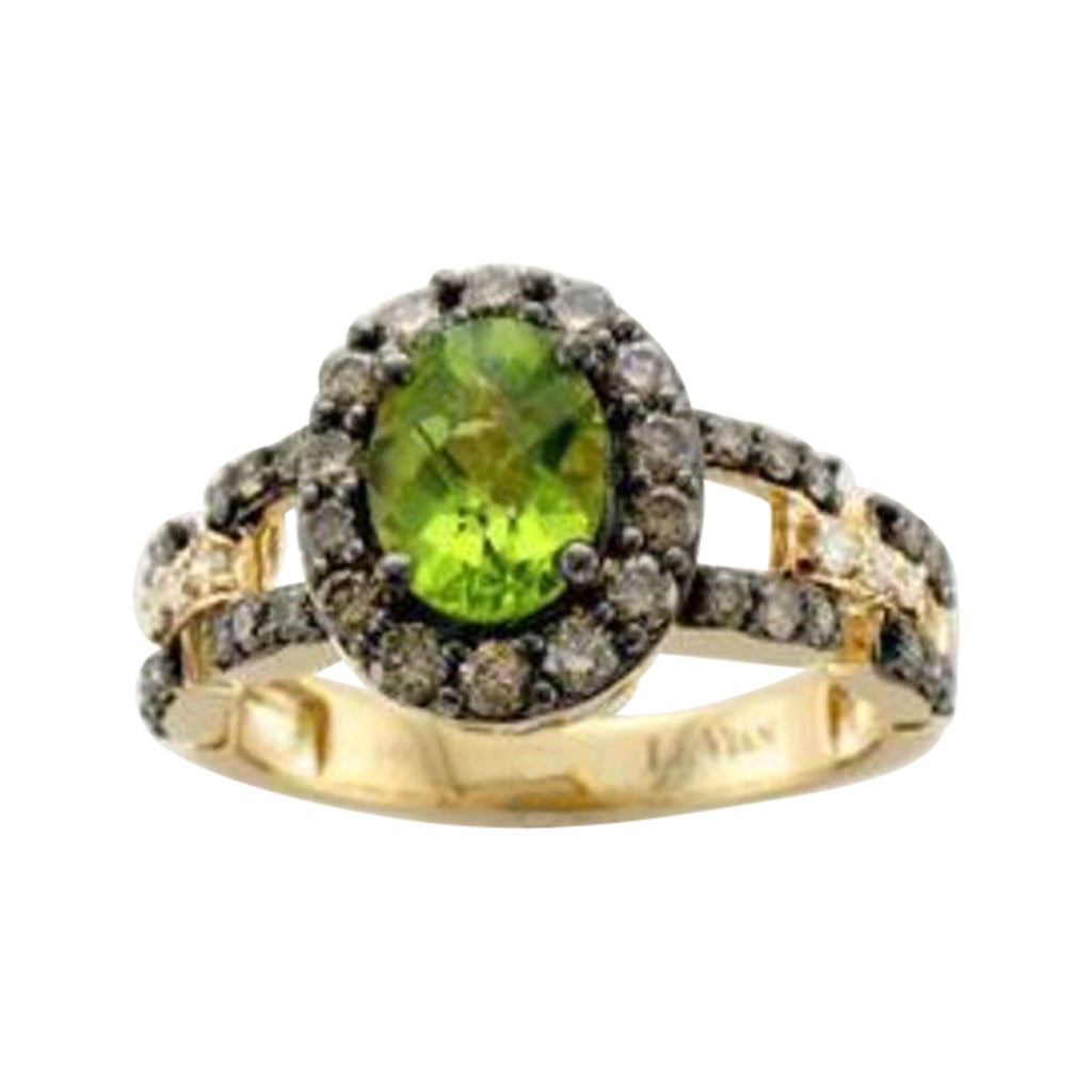 Le Vian Ring Featuring Green Apple Peridot Chocolate Diamonds, Vanilla For Sale
