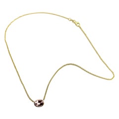 14K Gold Signatur Lünette gesetzt blass rosa Turmalin Halskette