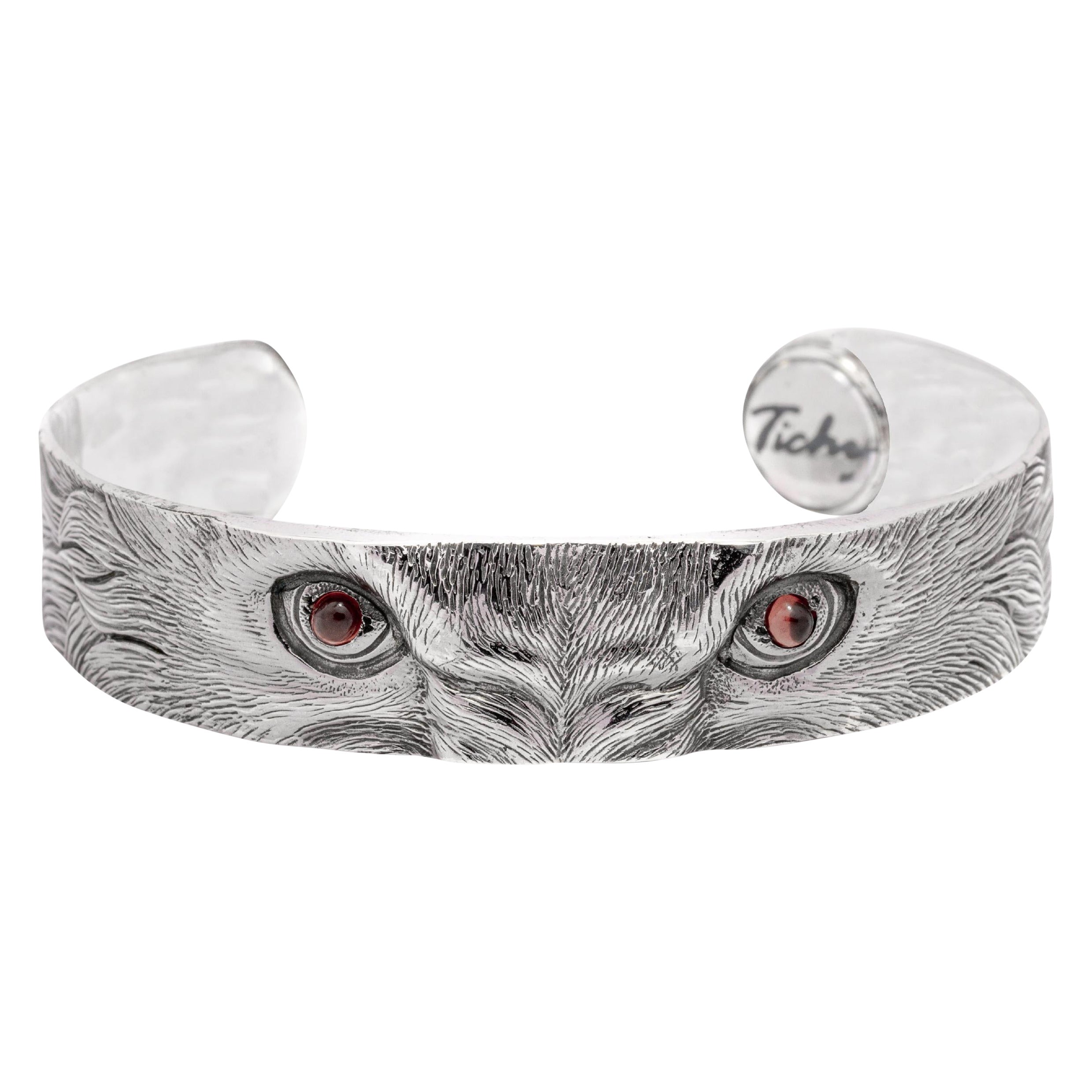 Tichu Citrine Lion Eyes Cuff in Sterling Silver and Crystal Quartz 'Size S' For Sale