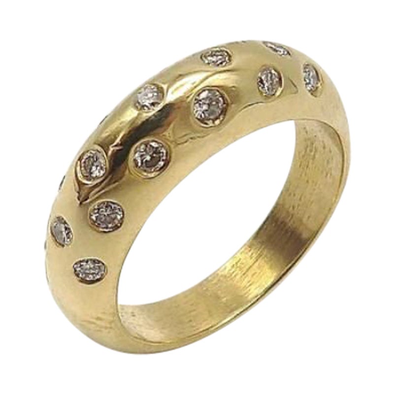 18K Gold Diamond Contemporary Dome-Shaped Ring For Sale