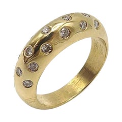 18K Gold Diamond Contemporary Dome-Shaped Ring