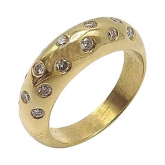 18K Gold Diamond Contemporary Dome-Shaped Ring