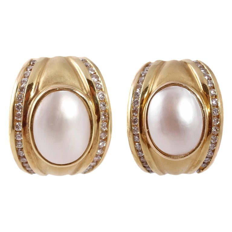 Faceted Danielle Gold Earrings in Ivory Mother-of-Pearl main image 1
