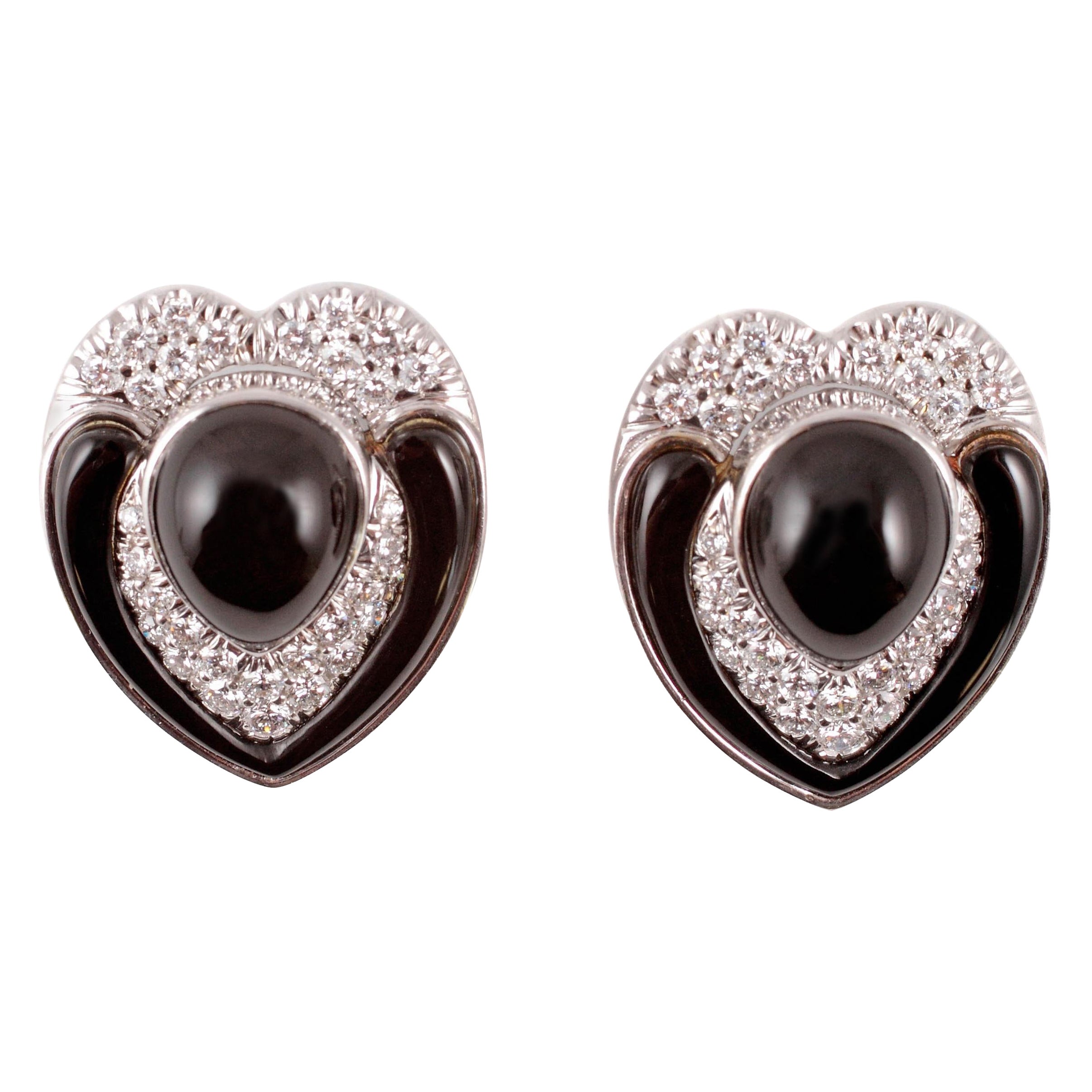 2.50 Carat White Gold Onyx Earrings For Sale