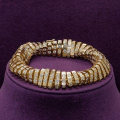 Diamond Spiral Gold Bracelet Estate Fine Jewelry