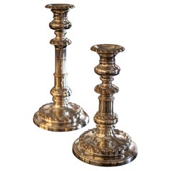 Pair of Antique Candlesticks Queen Anne Style in Old Sheffield