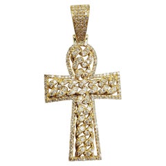 1,10 Karat Gelbgold Diamant-Kreuz-Anhänger aus 14 Karat Gelbgold
