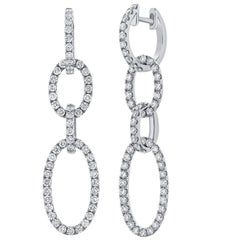 14K Diamond Oval Link Drop Earrings