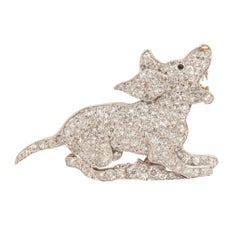 Platinum Diamond Dog Brooch