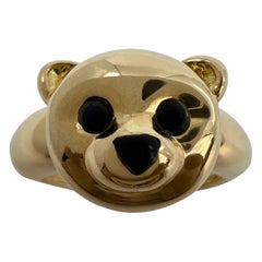 Very Rare Vintage Van Cleef & Arpels 18k Yellow Gold Teddy Bear Ring And Pendant