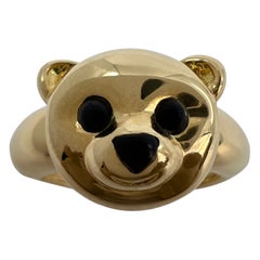 Very Rare Retro Van Cleef & Arpels 18k Yellow Gold Teddy Bear Ring And Pendant