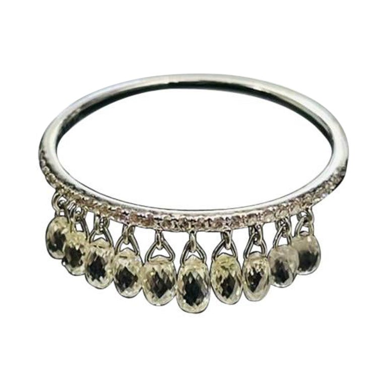 PANIM Diamond Briolettes 18K White Gold Dangling Ring For Sale